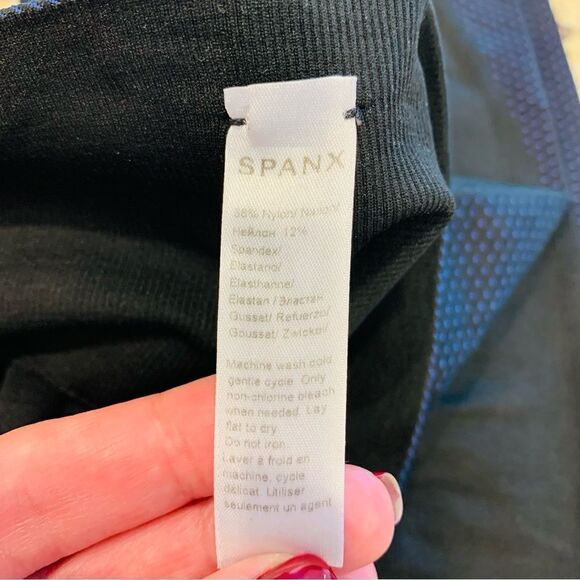 SPANX High Rise Seamless Athletic Leggings Black and Blue Size Large - Picture 8 of 11